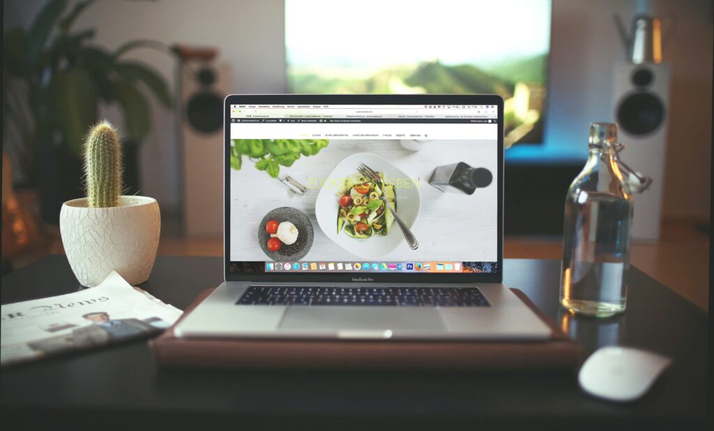 A computer on a food website.
